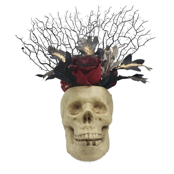 Darksome Gothic Evil Eye Skull Arrangement Floral Rose Flower Arrangement Gothic - Picture 4 of 10